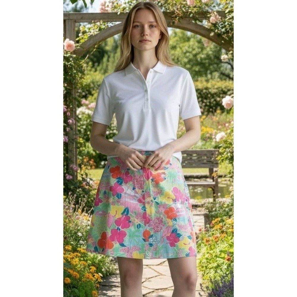 Lilly Pulitzer Lined Skirt Women Tropical Floral Print Preppy Y2K Skirt SZ 10